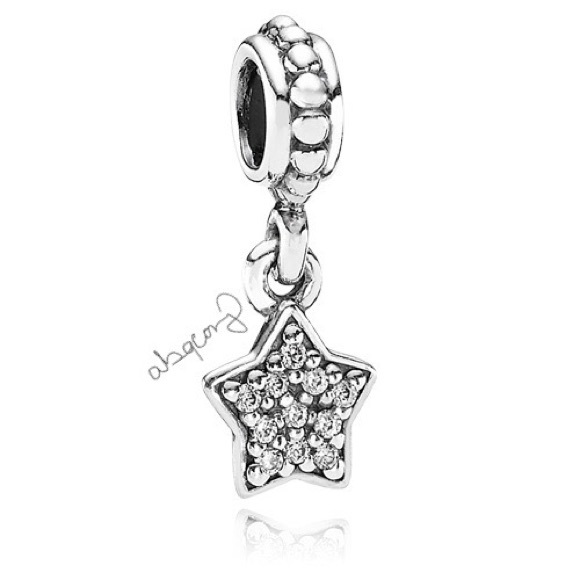 EUC Pandora 791024CZ Sterling Silver Pave Star Dangle Bead w/ Clear Zirconia - Picture 1 of 9